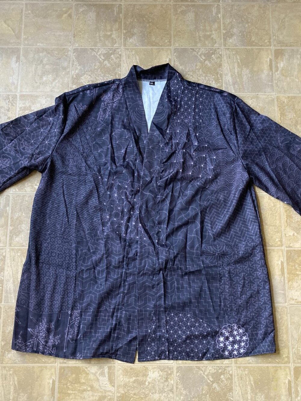 Grey/Blue Light Weight Kimono-like Over Shirt